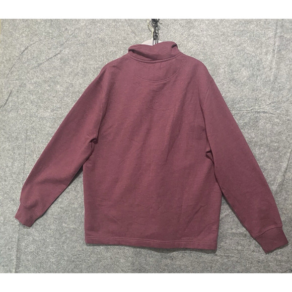 J.Crew Authentic Fleece Mens Sz L Burgundy 1/4 Button Long‎ Sleeve Athleisure - Picture 2 of 6
